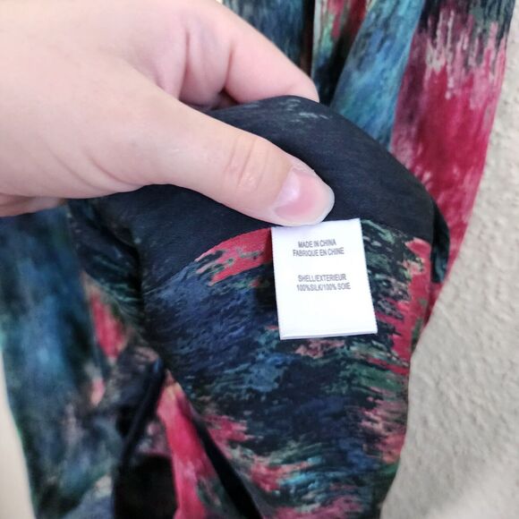 HAUTE HIPPIE 100% Silk Wrap Blouse Abstract Floral Multi HH Tank Women's S $179 - Picture 4 of 10